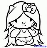 Kitty Hello Coloring Drawing Pages Draw Color Aesthetic Cartoon Kids Library Clipart Coloringhome sketch template