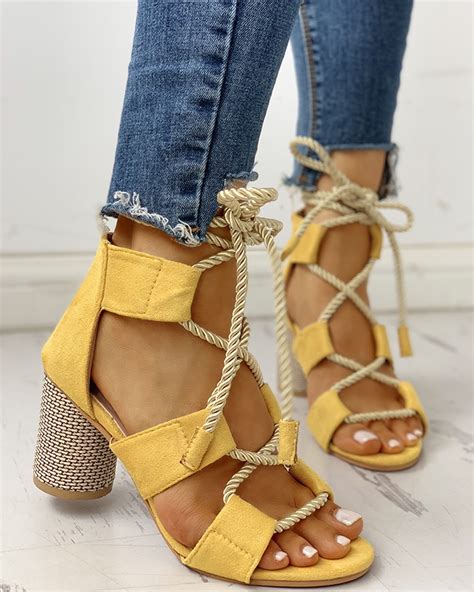 colourblock lace  chunky heels open toe sandals