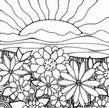 Garden Coloring Flower Scenery Pages Beautiful Sun Sheet Background Touch Color Add These Flowers sketch template