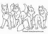 Anime Lineart Firewolf Friends Wolves Four Pack Deviantart Group sketch template