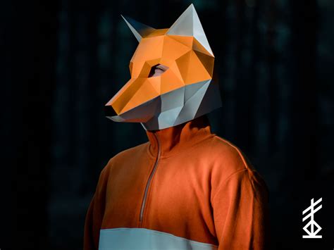 fox mask printable mask paper craft mask  poly mask geometric