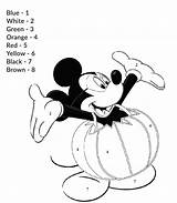 Number Color Mickey Mouse Halloween Pumpkin Coloring Pages Kids sketch template