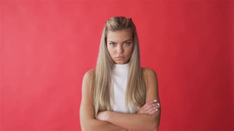 Angry Woman Face Expression Resentful Close Stock Footage Sbv 336077569