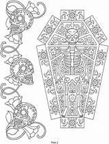 Muertos Coffin Mandalas Calaveras Coloriage Sheets Mandala Catrinas Samhain Terapia Volwassenen Detailed Calavera Adulte sketch template