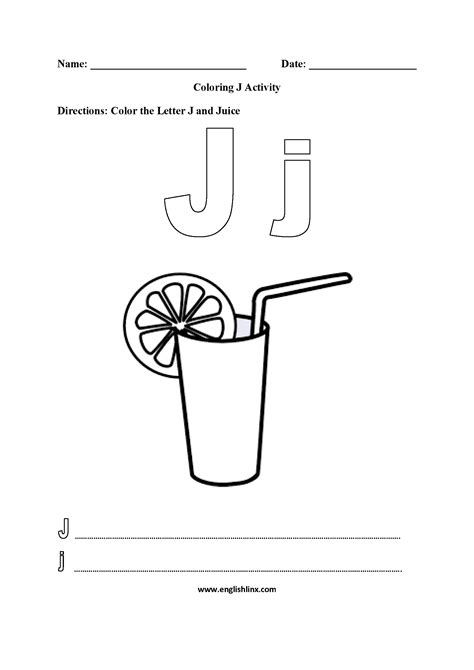 Letter J Coloring Worksheets