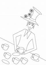 Hatter Mad Coloring Tea Cups Six Colorluna sketch template