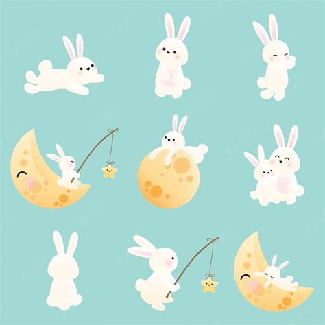 premium vector mid autumn festival set  bunny