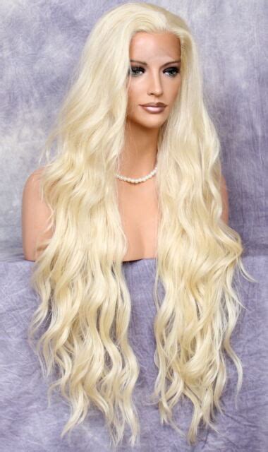 38 ex long full lace front human hair blend wig beach blonde layered