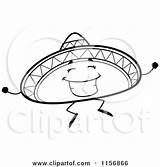 Sombrero Hat Clipart Mascot Jumping Cartoon Thoman Cory Outlined Coloring Vector Illustration Royalty 2021 sketch template
