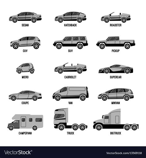 automobile set isolated car models   vector image