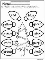Christmas Coloring Kindergarten Worksheets Pages Pre Color Preschool Lights Students Activity Words Worksheet Colors Sheets Printable Practice Holiday Winter Kids sketch template