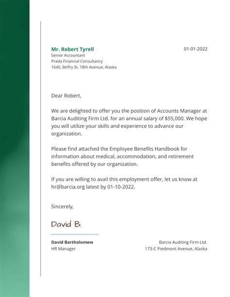 corporate job offer letter template visme