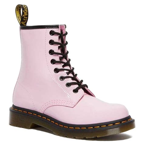 dr martens  womens patent leather  eyelet ankle boots pale pink