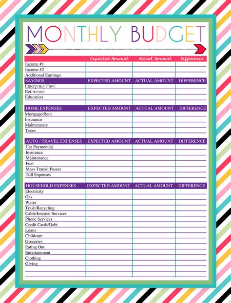 printable monthly budget worksheet budgeting monthly budget