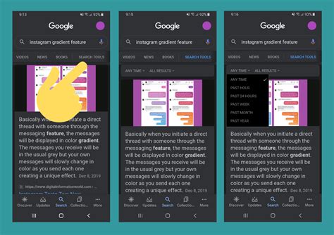 google app  android features search tools  filter results