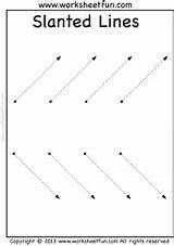 Tracing Slanting Slanted Kindergarten Diagonal Worksheetfun Prewriting sketch template
