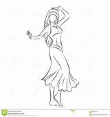Ventre Danse Montrant Dance Dancer Illustration sketch template