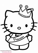 Kitty Hello Coloring Pages Princess Cute Printable Pdf Crown Color Print sketch template