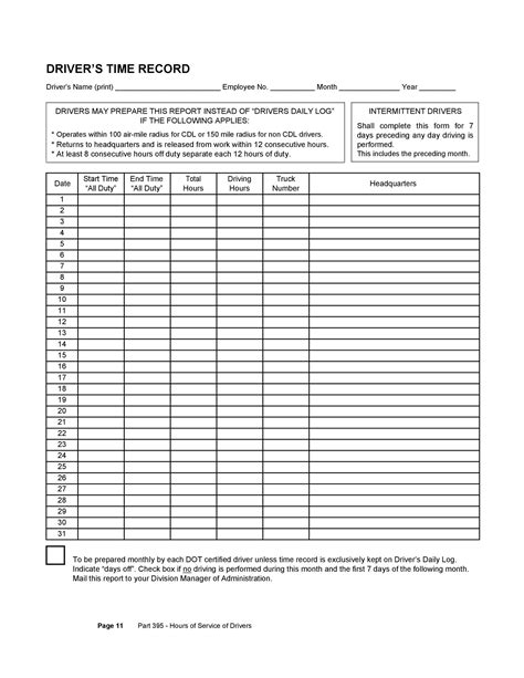 printable drivers daily log books templates examples