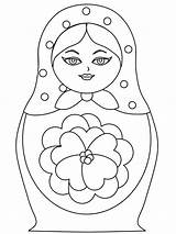 Doll Matryoshka Russian Drawing Coloring Pages Color Dolls Nesting Template Coloriage Colouring Matrioska Russia Vector Sheets Templates Stencil Arms Coat sketch template