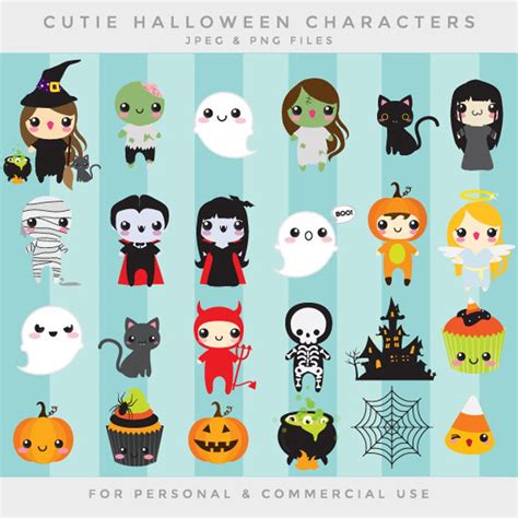 halloween cute clip art kawaii clipart cute whimsical etsy