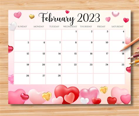 buy editable february  calendar happy valentine  sweet