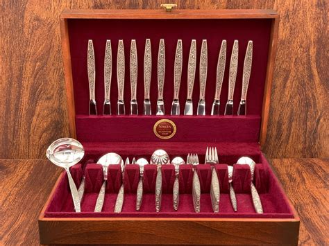 vintage flatware set  silverware chest service   serving set luxury wedding gift