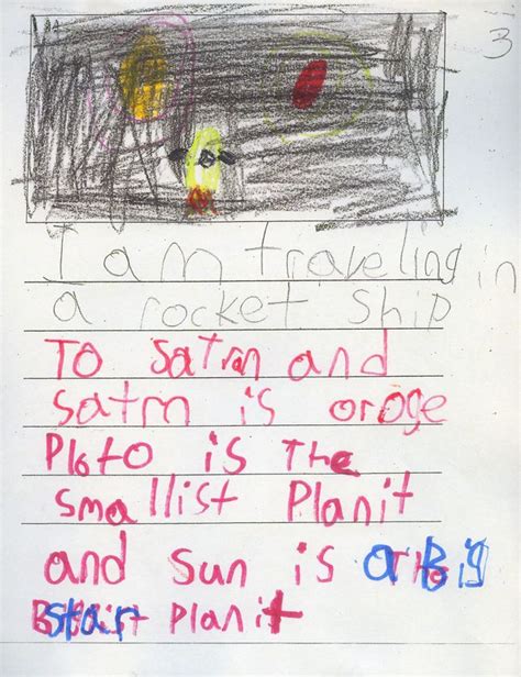 kindergarten writing sample    writing reading rockets
