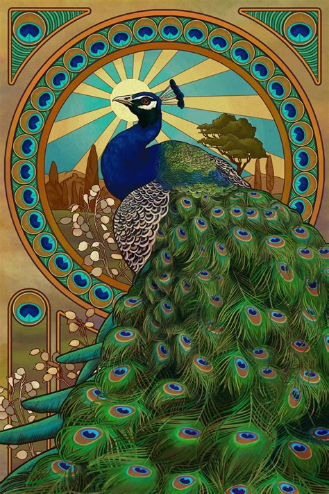 art nouveau peacock  alixbranwyn  deviantart