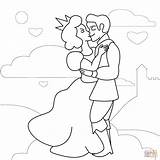 Coloring Princess Prince Kissing Pages Printable Supercoloring sketch template