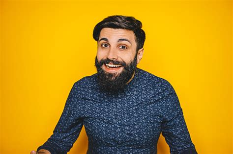 Portrait Of Happy Middle Eastern Man With Beard Stock