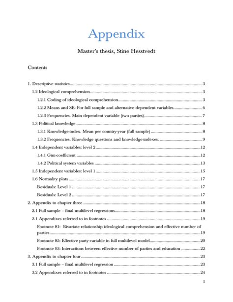 appendix masters thesis stine hesstvedt contents