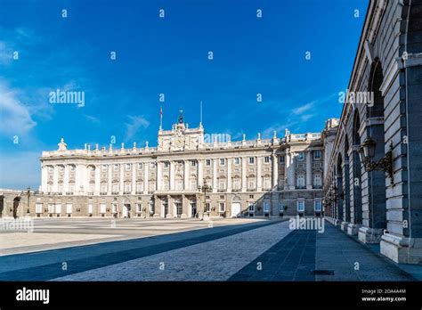madrid spain november   royal palace  madrid   beautiful blue sky day stock photo