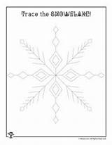 Trace Snowflake Cut Color Winter Sheets Activity Kindergarten sketch template