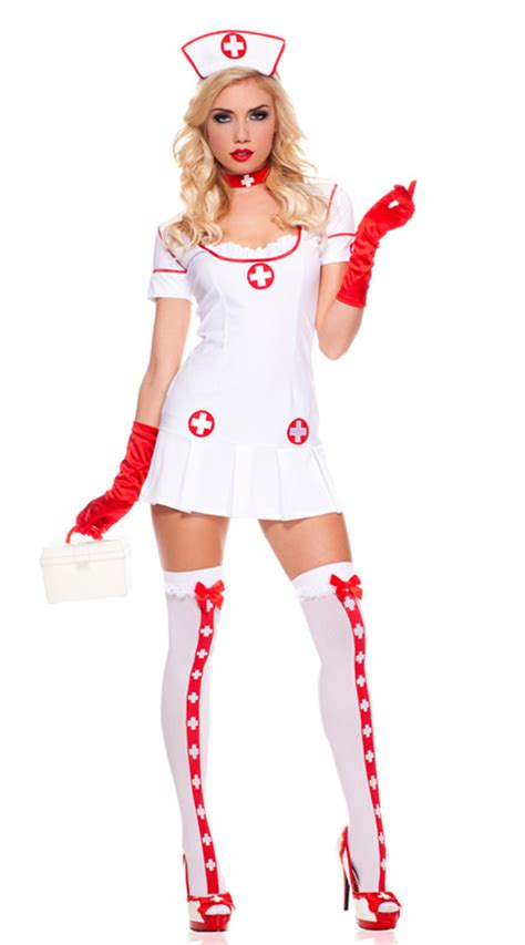 sexy fashion style racy nurse costume 4pcs fancy party dress halloween