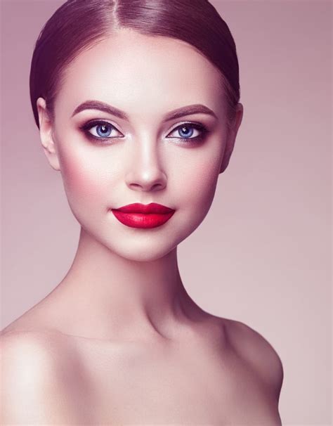beautiful woman face with perfect makeup primary aesthetic skin care