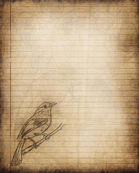 printable journal page bird digital instant  lined