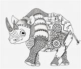 Neushoorn Kleurplaten Zentangle Volwassenen Dieren Huisdier Ideeen Rhino Efie sketch template