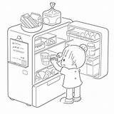 Geladeira Colorear Abrindo Menina Refrigerador Abriendo Refrigeradora Desenho Picasa Tudodesenhos sketch template