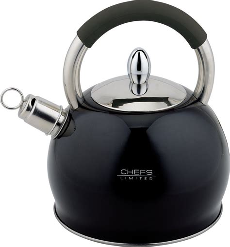 buy chefs limited stainless steel whistling tea kettle  quart black cheap hj