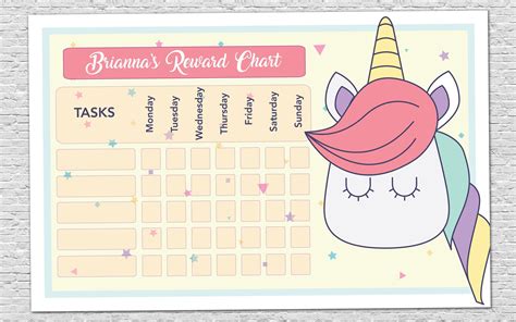 unicorn rewards chart  jcdesignstudios  etsy printable reward