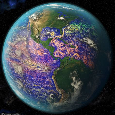technicolour swirls show  varied temperatures  ocean currents  satellite images