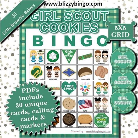 girl scout  brownie bakers cookies cost   bingo etsy