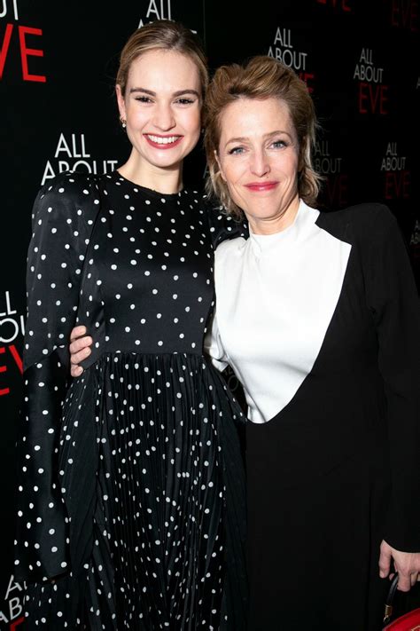 gillian anderson and lily james at all about eve premiere