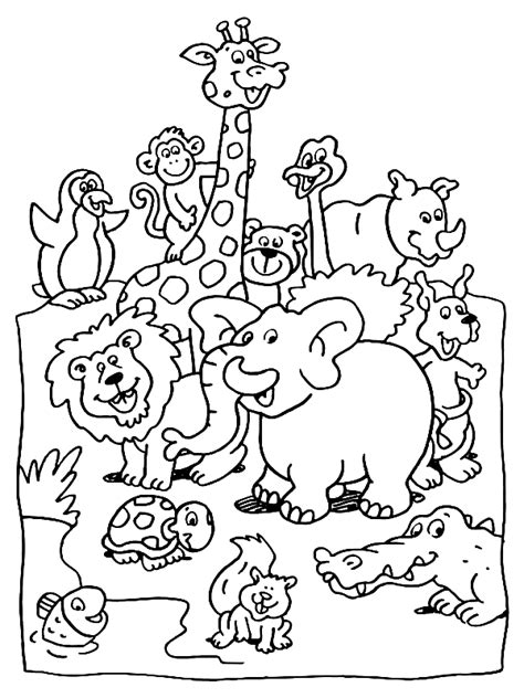 jungle animals coloring page  printable coloring pages
