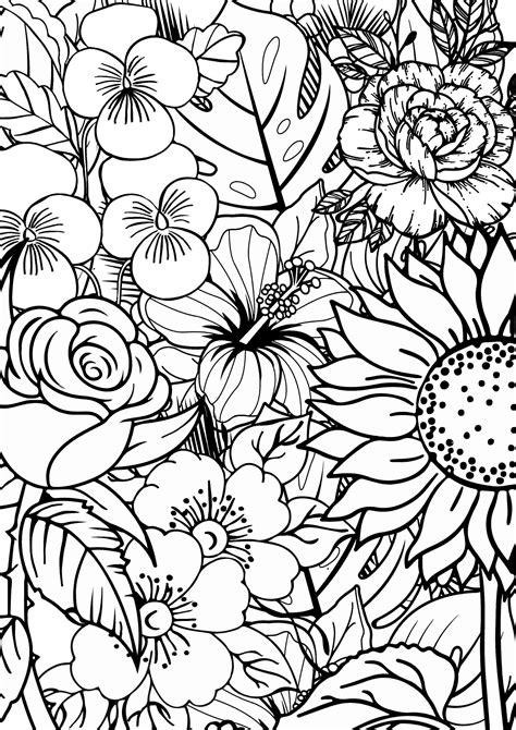 colouring page tropical flowers roses sunflowers etsy canada