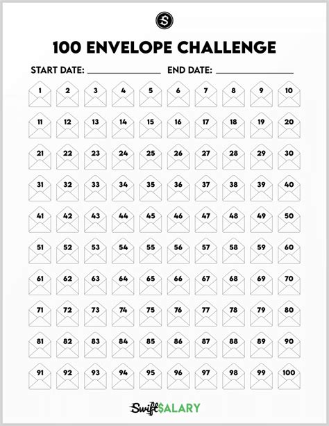 envelope challenge chart printable printable word searches