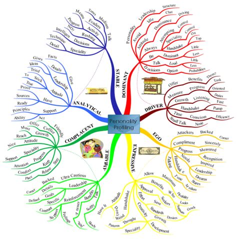 a colorful mind map with the words personality written in different
