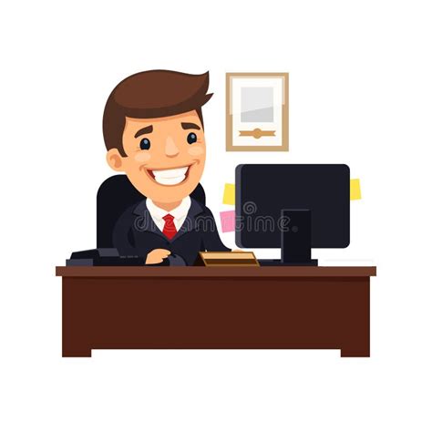 boss sitting   desk stock vector illustration  direction