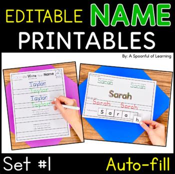 names editable  printables  activities set    spoonful
